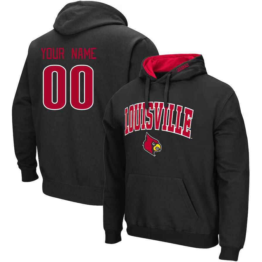 Custom Louisville Cardinals Name And Number College Hoodie-Black
